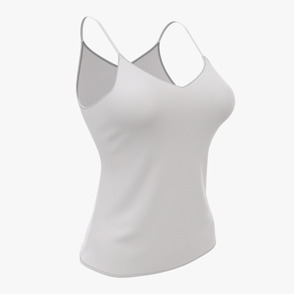 Strap Vest Top For Women White Mockup Modèle 3D