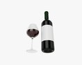 Wine Bottle Mockup 03 Red With Glass 3D模型