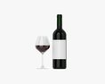 Wine Bottle Mockup 03 Red With Glass 3D模型