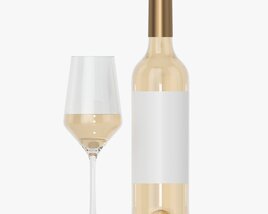 Wine Bottle Mockup 05 With Glass 3D 모델 