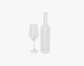 Wine Bottle Mockup 05 With Glass Modèle 3d