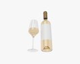 Wine Bottle Mockup 05 With Glass 3d model
