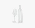 Wine Bottle Mockup 05 With Glass 3D модель
