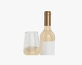 Wine Bottle Mockup 05 With Glass 3D-Modell