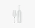 Wine Bottle Mockup 05 With Glass Modèle 3d