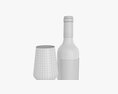 Wine Bottle Mockup 05 With Glass 3D 모델 