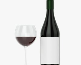Wine Bottle Mockup 08 Screw Cap With Glass Modelo 3D
