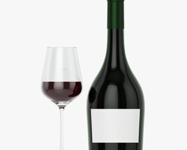 Wine Bottle Mockup 12 With Glass 3D 모델 