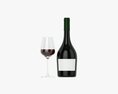 Wine Bottle Mockup 12 With Glass 3D-Modell