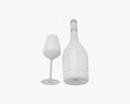 Wine Bottle Mockup 12 With Glass 3D-Modell