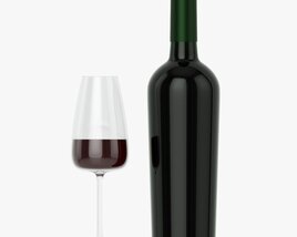 Wine Bottle Mockup 15 With Glass 3D-Modell