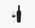 Wine Bottle Mockup 15 With Glass 3D модель
