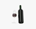 Wine Bottle Mockup 15 With Glass 3D 모델 