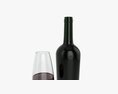 Wine Bottle Mockup 15 With Glass 3D 모델 