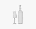 Wine Bottle Mockup 15 With Glass 3D模型