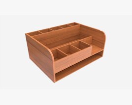 Wooden Desk Organizer 01 3D 모델 