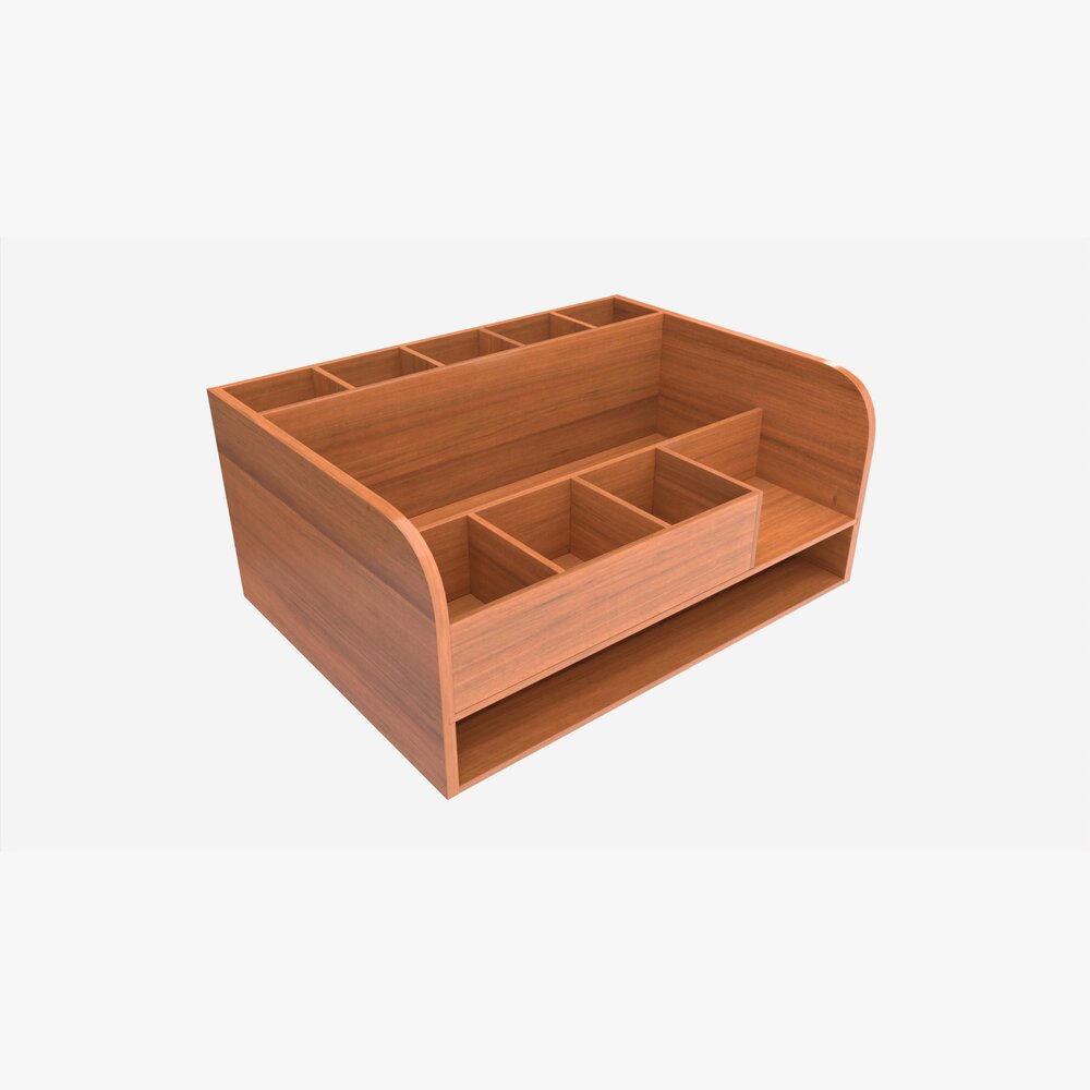 Wooden Desk Organizer 01 3D 모델 