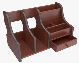 Wooden Desk Organizer 02 Modello 3D