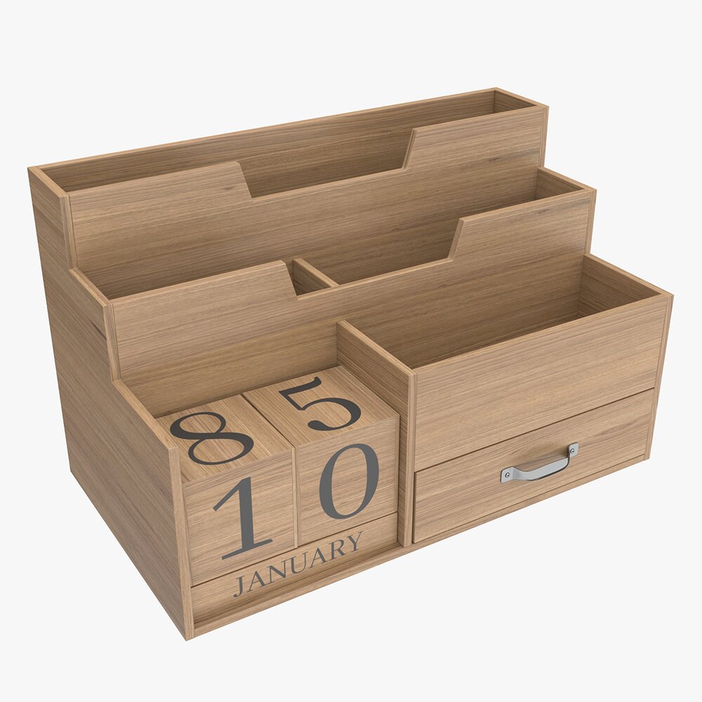 Wooden Desk Organizer 03 3D 모델 