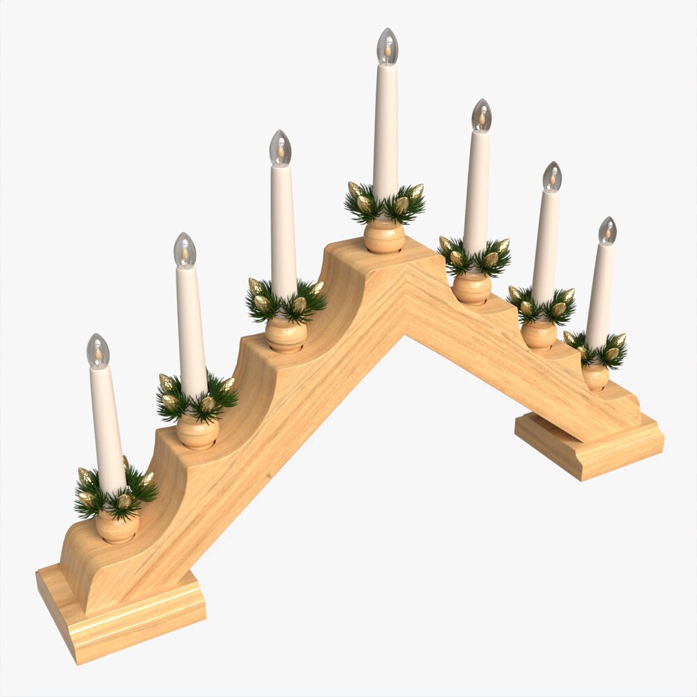 Advent 7-light Candlestick Arc 02 3D-Modell