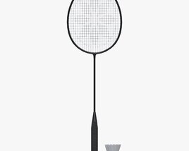 Badminton Racquets With Shuttlecock 3D模型