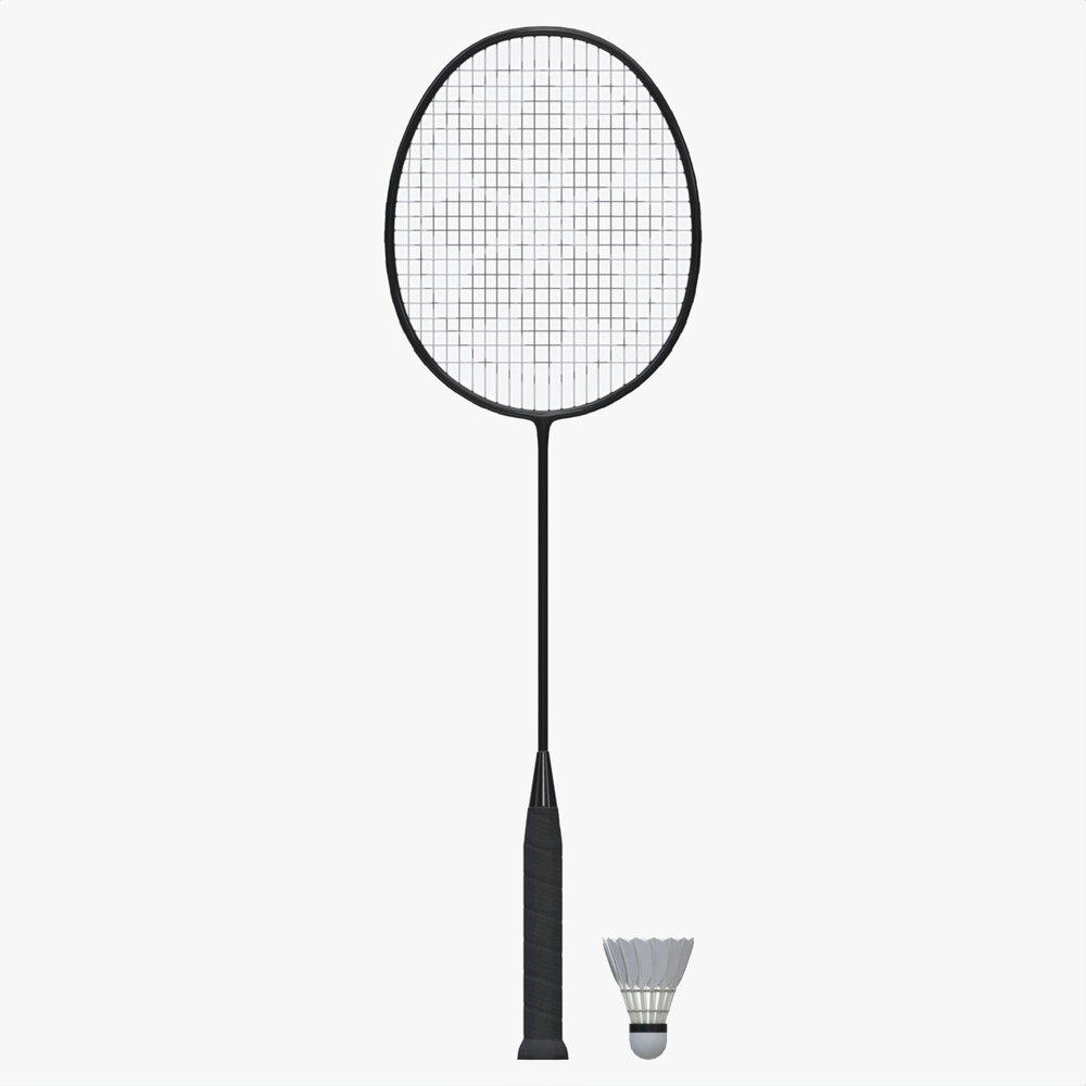 Badminton Racquets With Shuttlecock 3Dモデル