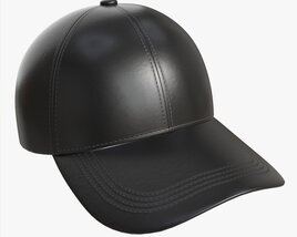 Baseball Cap Leather Mockup Black Modello 3D