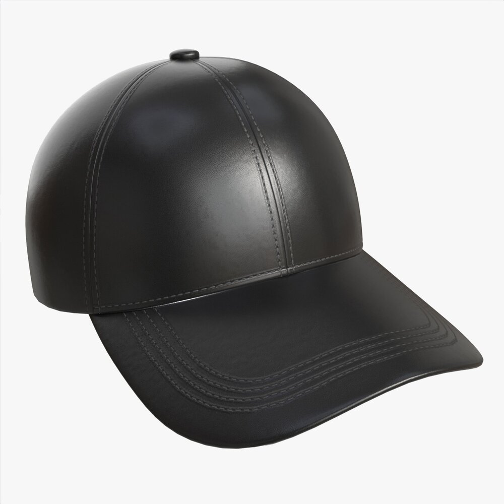 Baseball Cap Leather Mockup Black 3D model