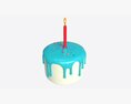 Birthday Cake With One Candle Modèle 3d