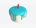 Birthday Cake With One Candle 3D-Modell