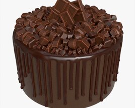 Chocolate Cake Decorated With Chocolate Pieces 3D модель