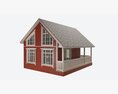 Classic Wooden Two Level House With Terrace Modelo 3d