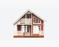Classic Wooden Two Level House With Terrace Modello 3D