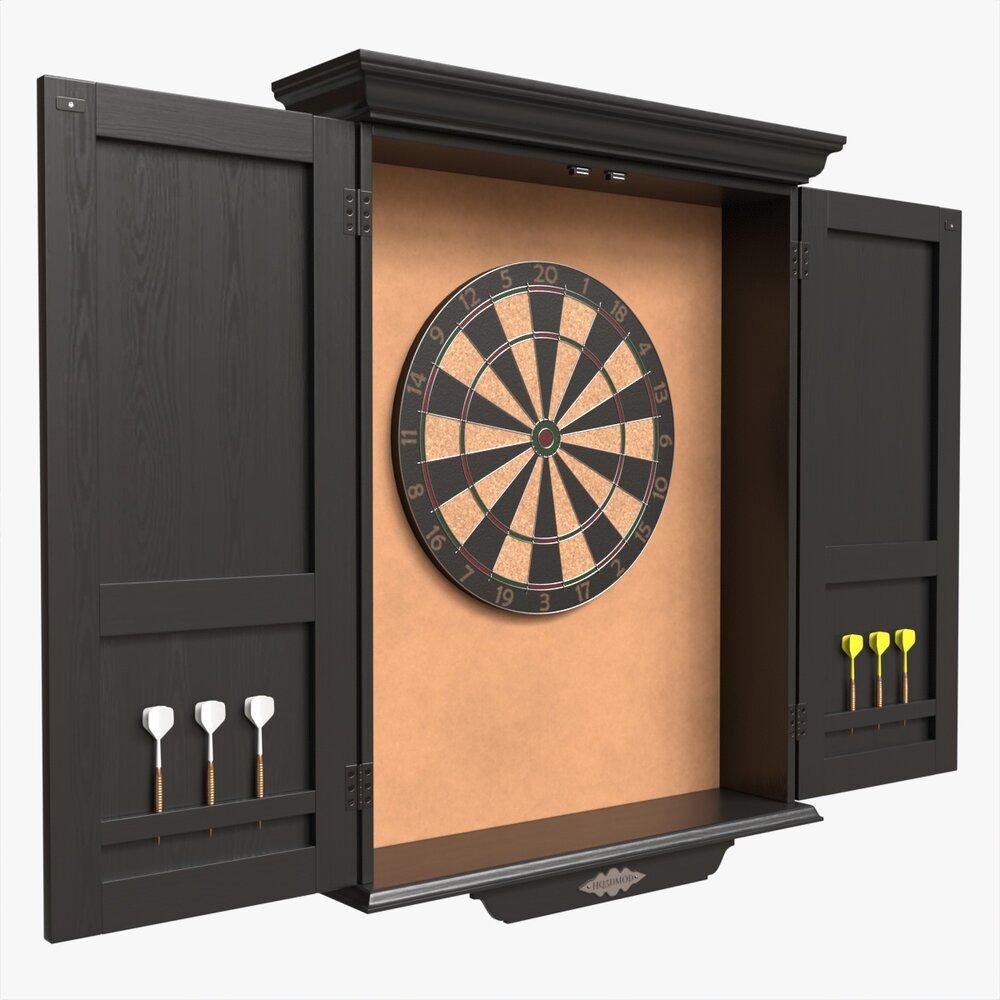 Dartboard Cabinet Classic Open Modelo 3d