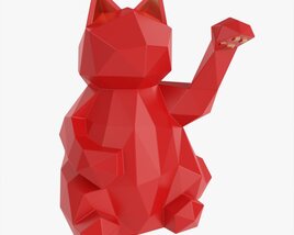 Decorative Stylized Lucky Cat Statuette 3D model