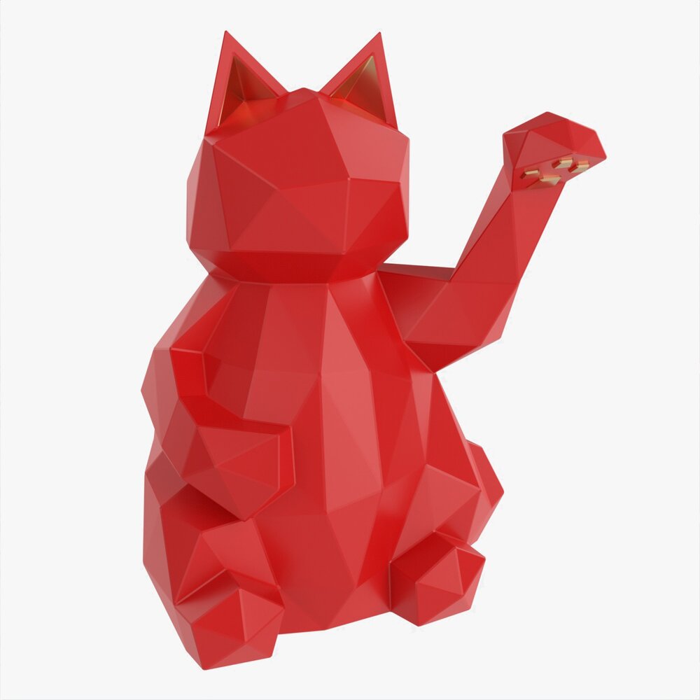 Decorative Stylized Lucky Cat Statuette 3d model