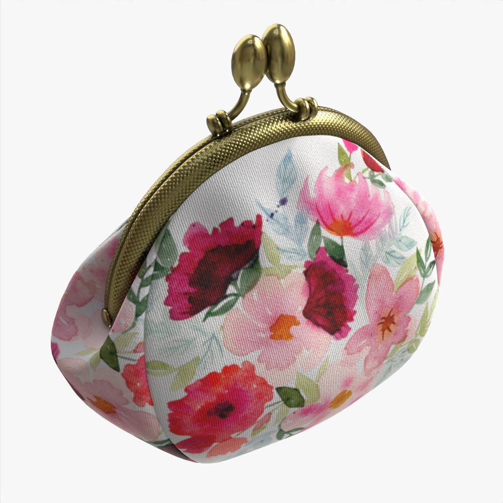 Female Coin Purse 02 With Flowers 3Dモデル