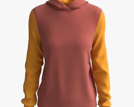 Hoodie For Women Mockup 02 Yelow Red Modello 3D