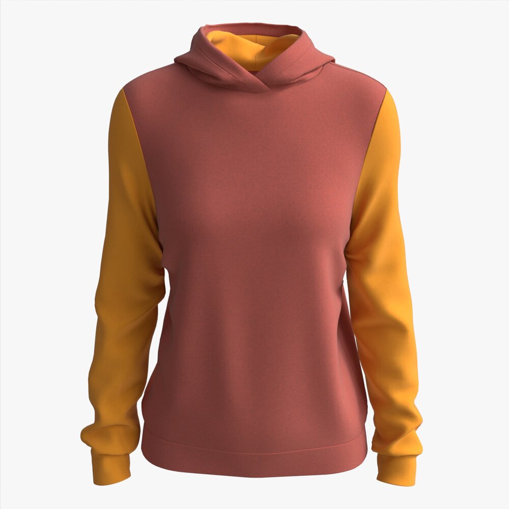 Hoodie For Women Mockup 02 Yelow Red Modello 3D