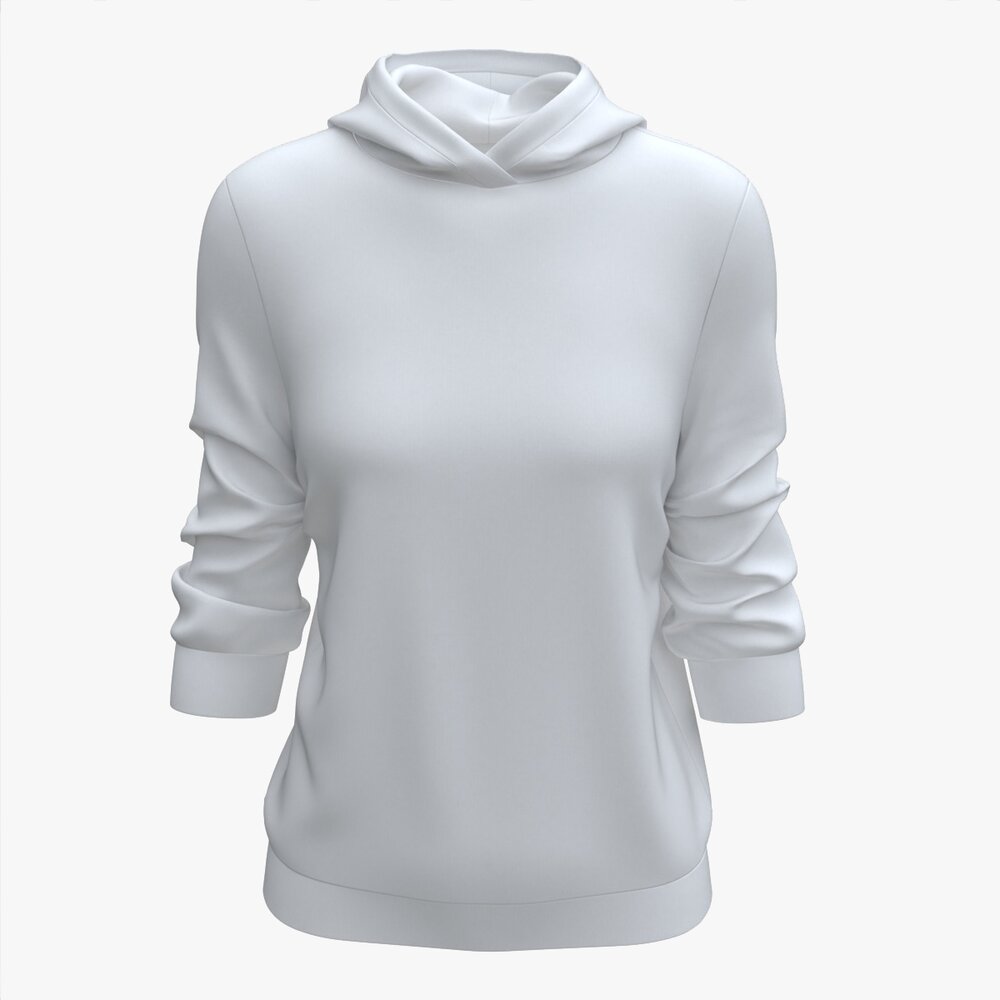 Hoodie For Women Mockup 04 White 3D模型