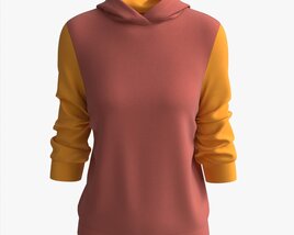 Hoodie For Women Mockup 04 Yellow Red 3D модель