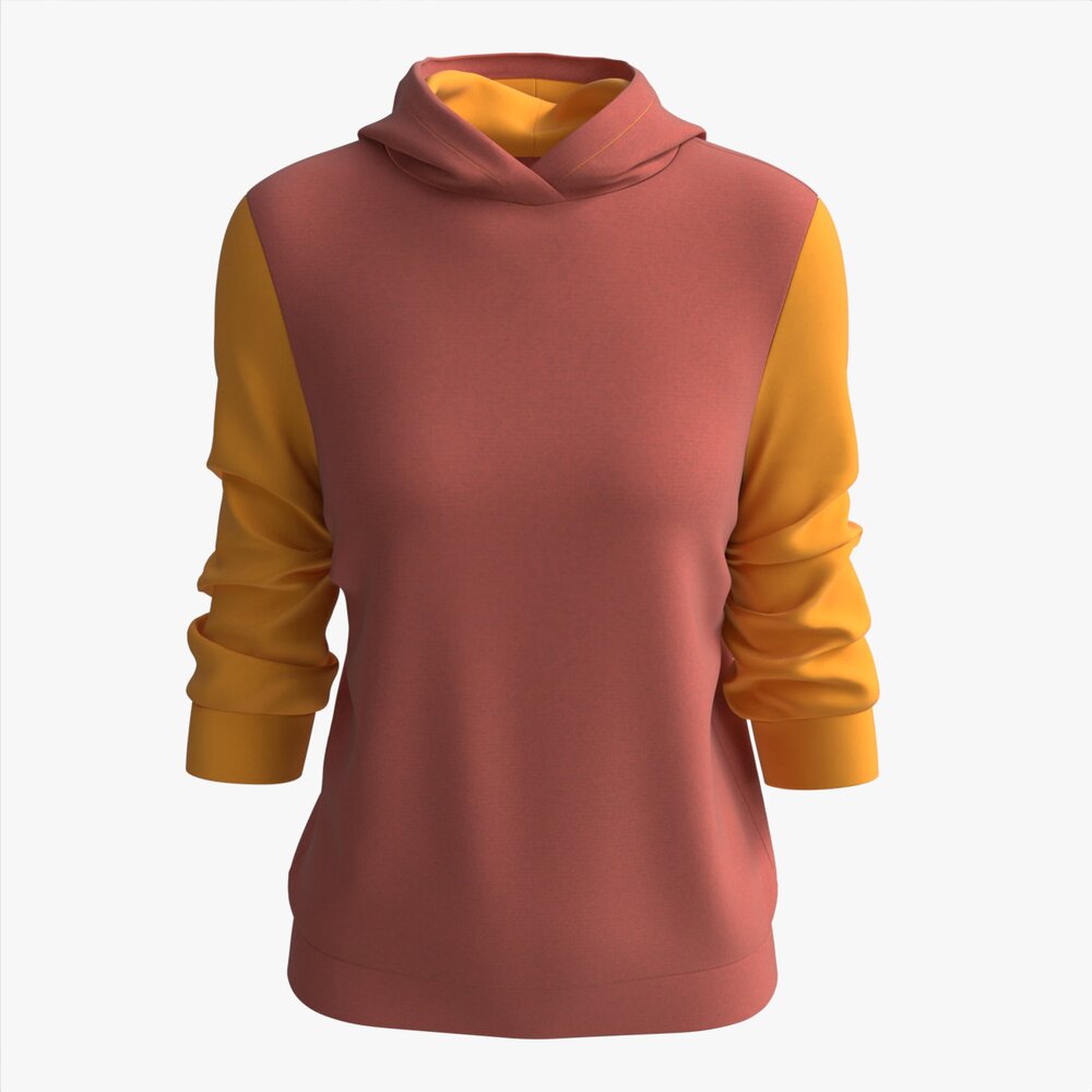 Hoodie For Women Mockup 04 Yellow Red 3Dモデル