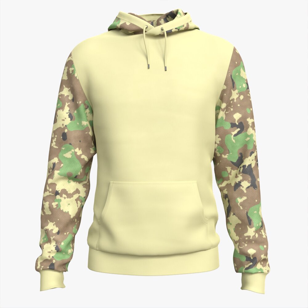 Hoodie With Pockets For Men Mockup 01 3D-Modell
