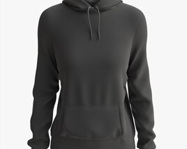 Hoodie With Pockets For Women Mockup 01 Black Modèle 3D