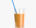 Glass With Orange Juice And Sraw 01 3D модель