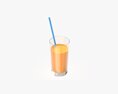 Glass With Orange Juice And Sraw 01 3Dモデル