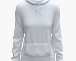 Hoodie With Pockets For Women Mockup 01 White Modelo 3D