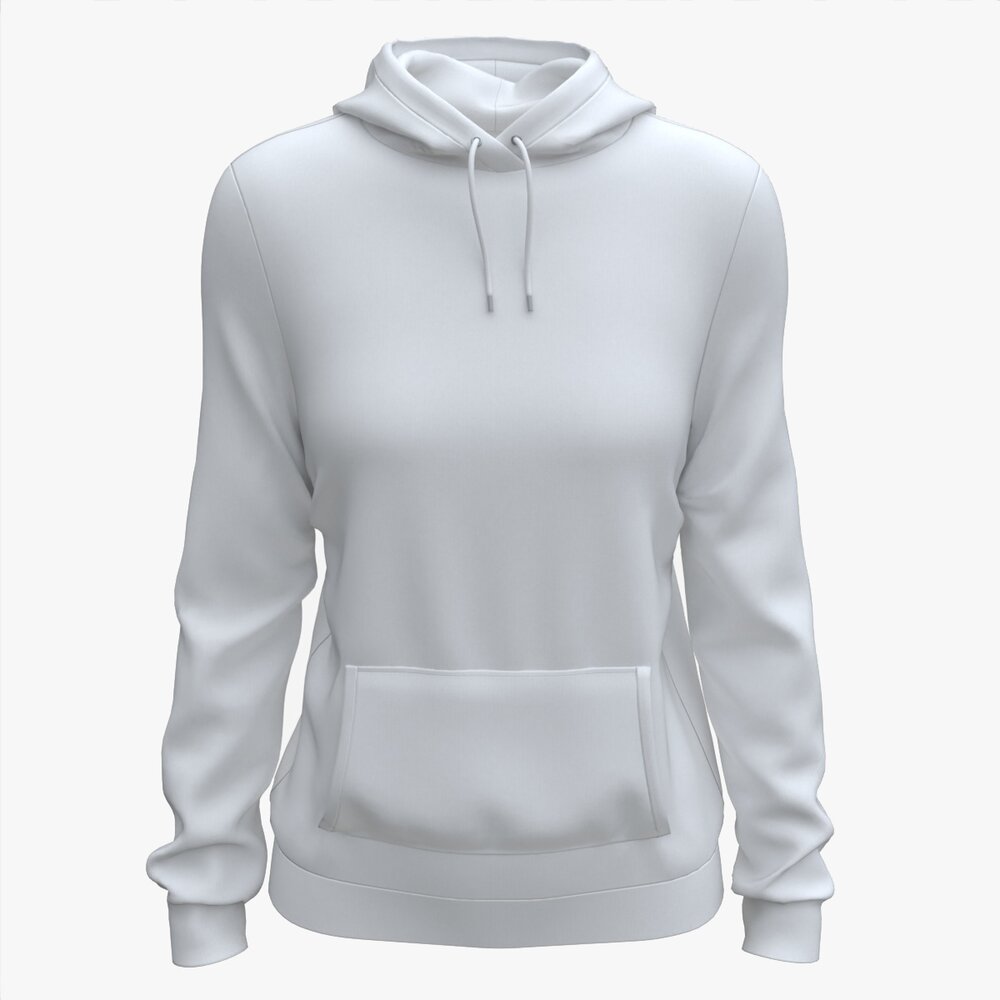 Hoodie With Pockets For Women Mockup 01 White Modèle 3D