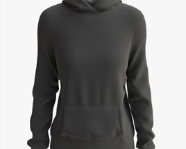 Hoodie With Pockets For Women Mockup 02 Black Modelo 3d