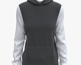 Hoodie With Pockets For Women Mockup 02 Black And White 3D model